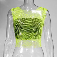 Stylish fishnet crop tops ideal for trendy outfits, blending casual elegance with a modern flair in fashion.