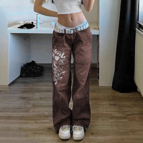 Vintage Low Waisted Cargo Jeans Pants.