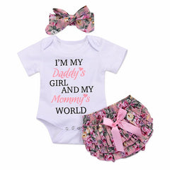 2pcs Baby Girls Outfit Clothes Romper For 0-18M Kids Summer Infantborn Toddler Jumpsuit Bodysuit+Pants Set.