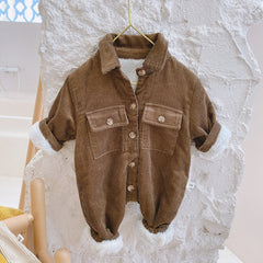 Baby Rompers Corduroy Jumpsuits Fur Lining Girls Clothes Fleece Outerwear.