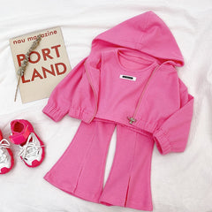 Toddler Girl Sport Clothing Set Autumn Hodded Jacket Crop Top Pants Children Highj Quality Clothing Set Kids Clothing Wholesale.