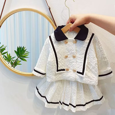 Spring Autumn Suit Baby Casual Sleeveless Top +Skirts for baby Girls.