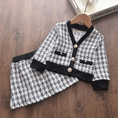 Winter Wool Coats And Skirts Kids Clothing Sets.