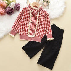 Winter Wool Coats And Skirts Kids Clothing Sets.