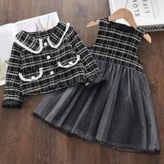 Winter Wool Coats And Skirts Kids Clothing Sets.