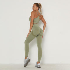 Women's Sets Skinny Tracksuit Breathable Bra Long Sleeve Top Seamless Outfits High Waist Push Up Leggings Gym Clothes Sport Suit.