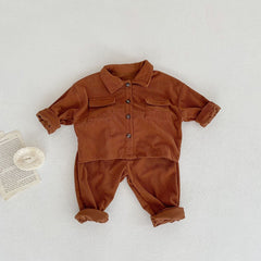 Kids Clothing Set Corduroy Coat and Pants 2Pcs Boys Suits Casual Girls Clothes.