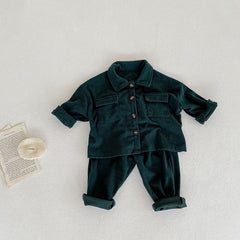 Kids Clothing Set Corduroy Coat and Pants 2Pcs Boys Suits Casual Girls Clothes.