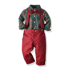 Christmas Outfit Red Plaid T-Shirts Pants.