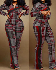 Winter Fashion Print Two Piece Set Women Casual Sports Style Zipper Top.
