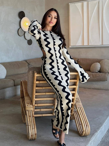 Elegant Sexy Flare Long Sleeve Bodycon Dress for Women.